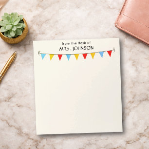 School Teacher or Coach Colorful Bunting Flags Notepad