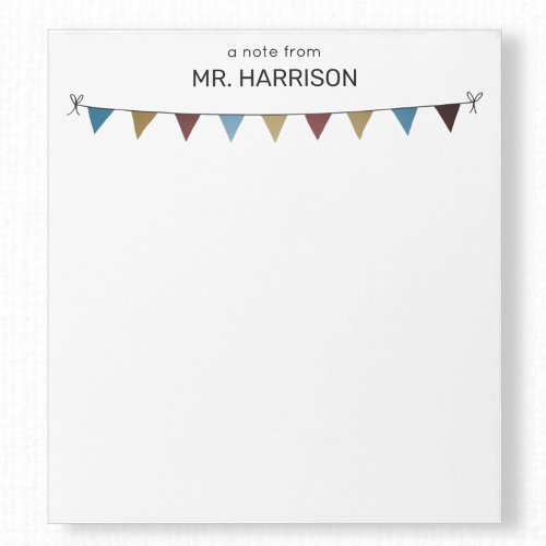 School Teacher or Coach Rustic Bunting Flags Notepad