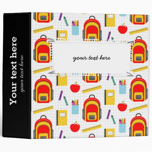 School Teacher Pattern Colorful 3 Ring Binder