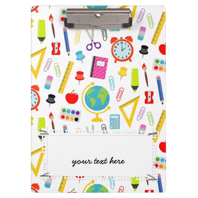 School Teacher Pattern Colorful Clipboard (Front)