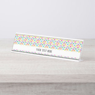 School Teacher Pattern Colorful Desk Name Plate