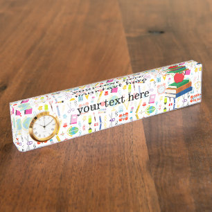 School Teacher Pattern Colorful Desk Name Plate