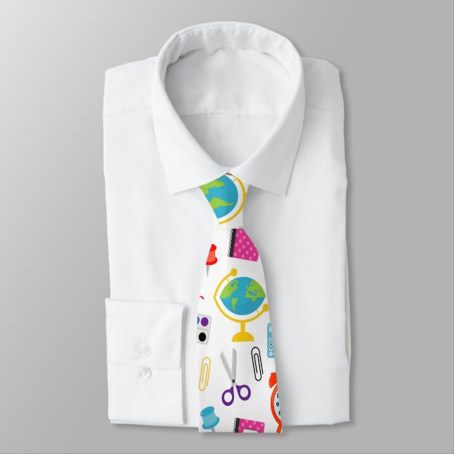 School Teacher Pattern Colorful Neck Tie (Tied)