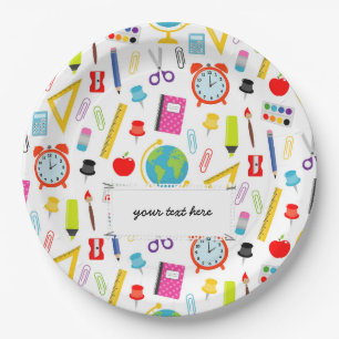 School Teacher Pattern Colorful Paper Plates