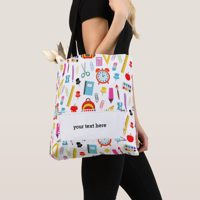 School Teacher Pattern Colorful Tote Bag (Close Up)