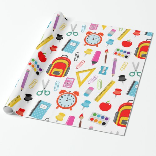 School Teacher Pattern Colorful Wrapping Paper