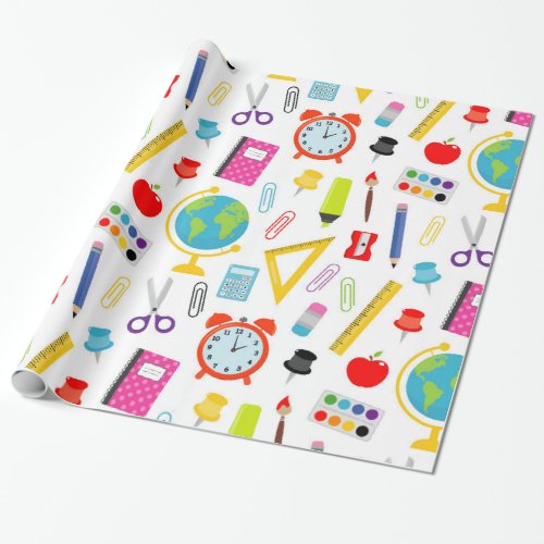 School Teacher Pattern Colorful Wrapping Paper