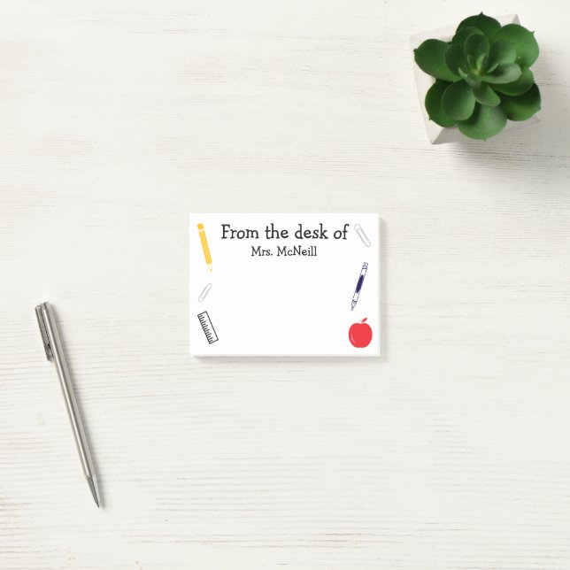 School Teacher Pencil Apple Paperclip Post-it Notes (Office)