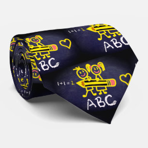 School Teacher Principal ABC'S Chalkboard Tie
