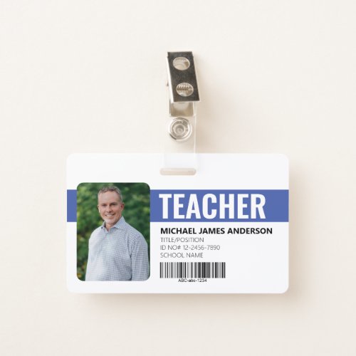 School Teacher School ID Badge