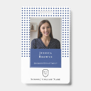 School Teacher/ Student Deep Blue Photo Logo QR Badge