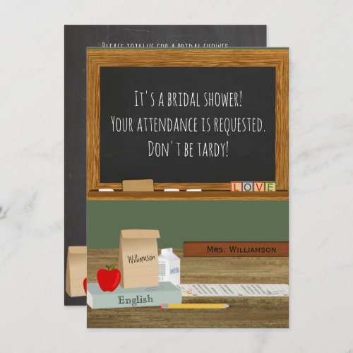 School Teacher Theme Bridal Shower Invitation