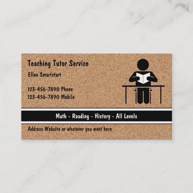 School Teacher Tutoring Business Cards (Front)