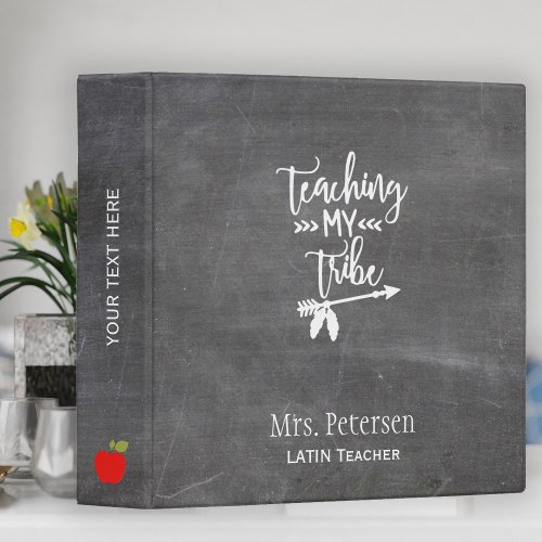 School teacher white script quote chalkboard 3 ring binder