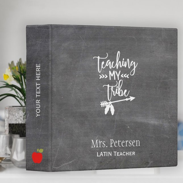School teacher white script quote chalkboard 3 ring binder (Creator Uploaded)