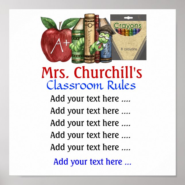 School Teacher's Classroom Rules . by SRF Poster (Front)