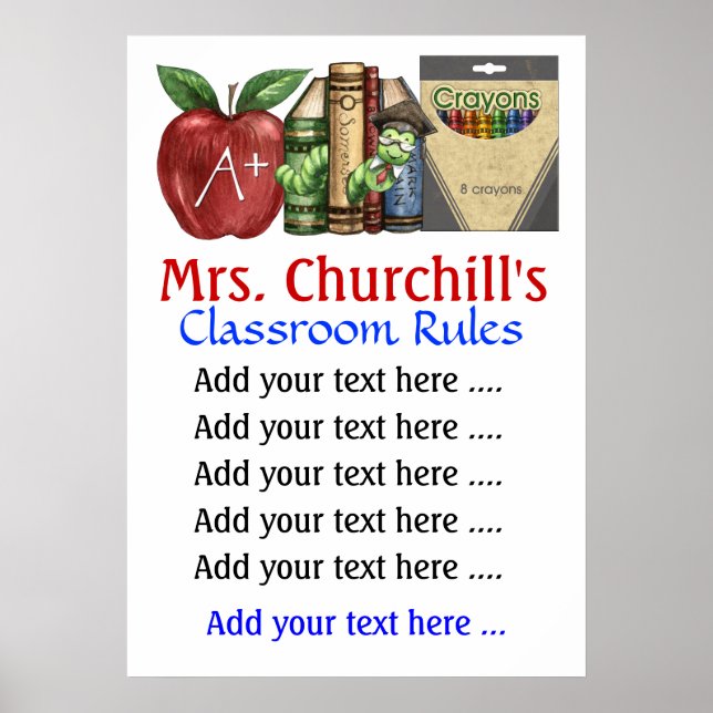 School Teacher's Classroom Rules . by SRF Poster (Front)