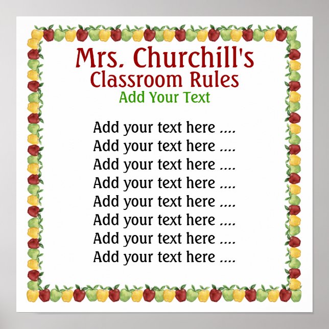 School Teacher's Classroom Rules by SRF Poster (Front)