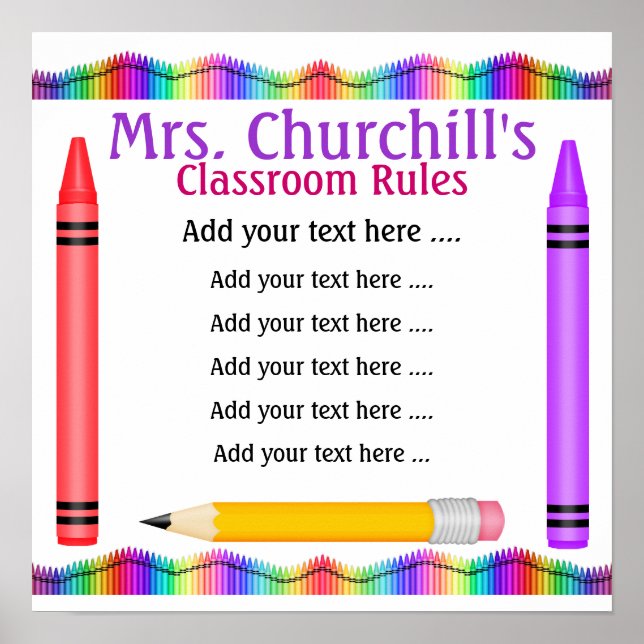 School Teacher's Classroom Rules by SRF Poster (Front)