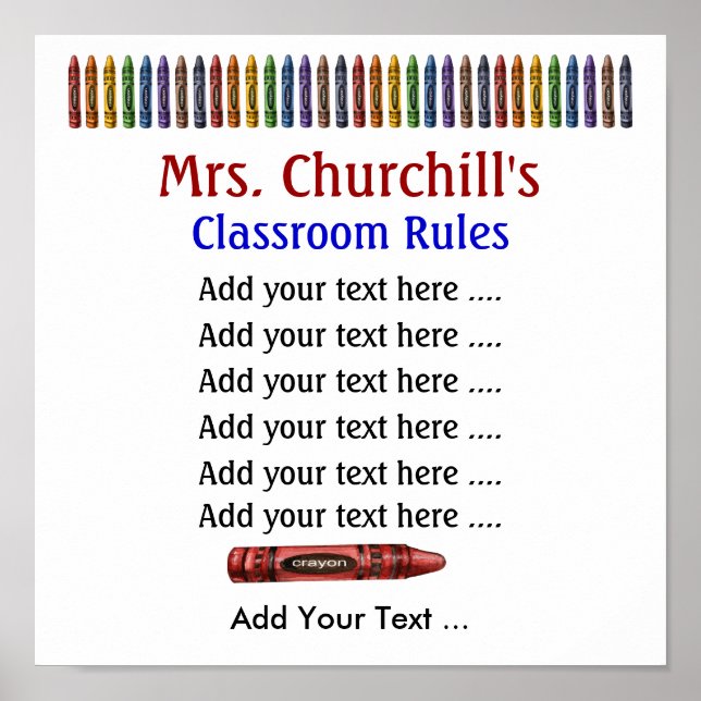 School Teacher's Classroom Rules . by SRF Poster (Front)
