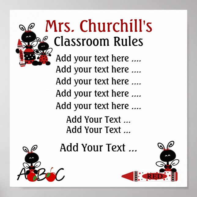 School Teacher's Classroom Rules by SRF Poster (Front)