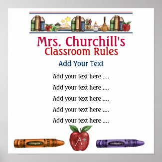 School Teacher's Classroom Rules LG. by SRF print