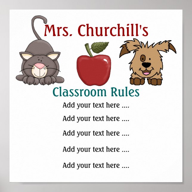 School Teacher's Classroom Rules LG. by SRF Poster (Front)