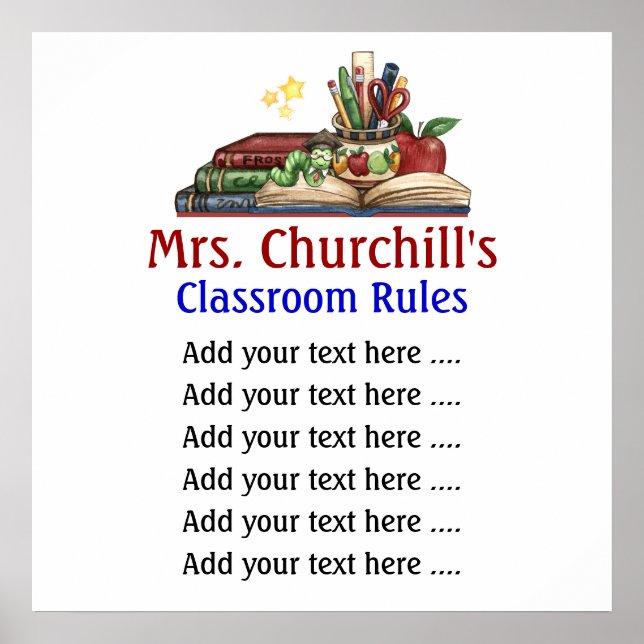 School Teacher's Classroom Rules Lg. by SRF Poster (Front)