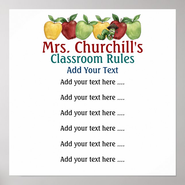 School Teacher's Classroom Rules LG. by SRF Poster (Front)