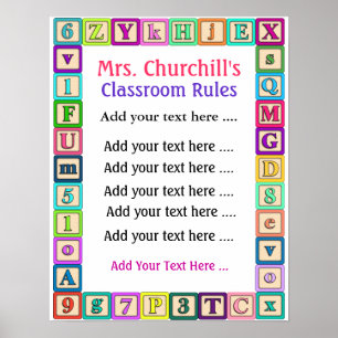 School Teacher's Classroom Rules - No Border-  by Poster