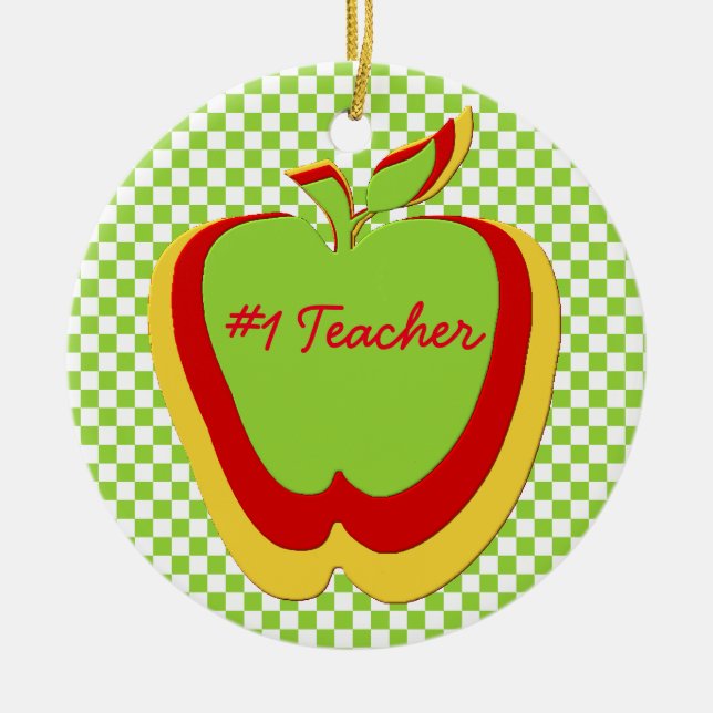 School Teacher's Colorful Apples Gift Ceramic Ornament (Front)