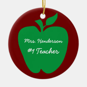 School Teacher's Green Apple Gift Ceramic Ornament