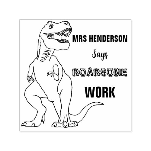 School Teachers Name Dinosaur Roarsome Work Self_inking Stamp