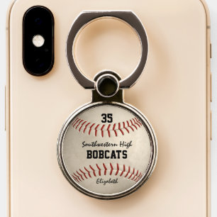 School team and player name baseball softball phone ring stand