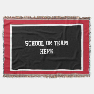 School Team Spirit Blanket Black White Red Border