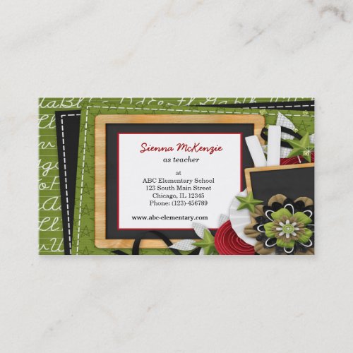 School theme business cards