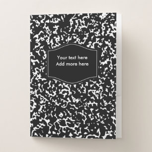 School Theme Composition Book Look Pocket Folder