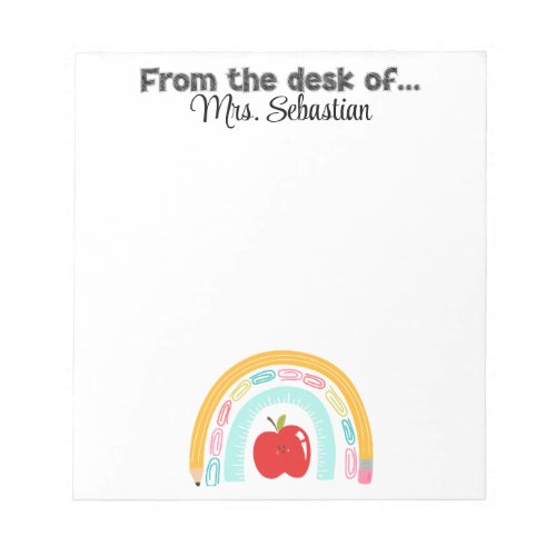 School theme school supply rainbow notepad