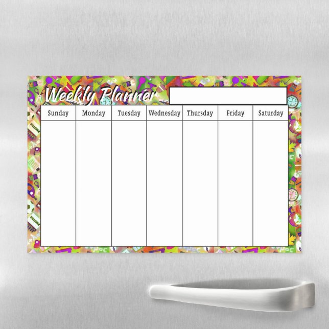 School theme Weekly planner  Magnetic Dry Erase Sheet (In Situ)