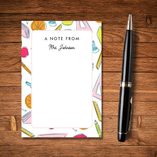 School Things Pattern A Note from Teacher Cute