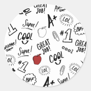 School Time Classic Round Sticker