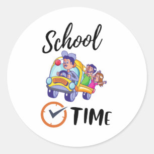 School Time Classic Round Sticker