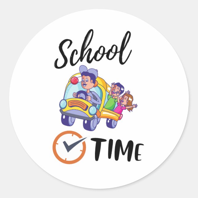 School Time  Classic Round Sticker (Front)