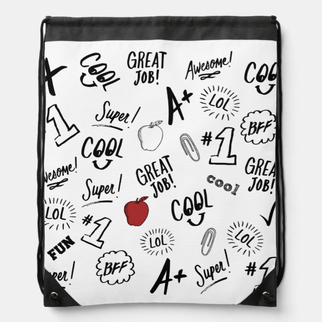 School Time Drawstring Bag (Front)