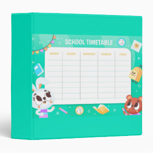 School timetable 3 ring binder