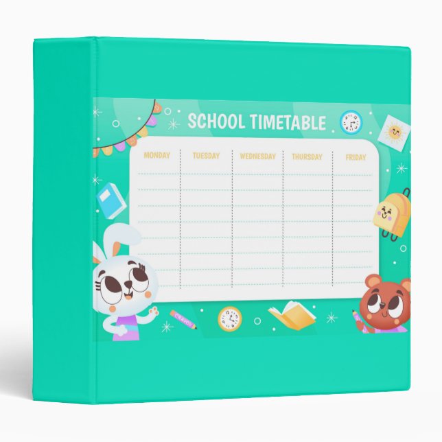 School timetable 3 ring binder (Front/Spine)