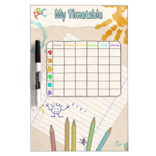 School Timetable Dry Erase Board