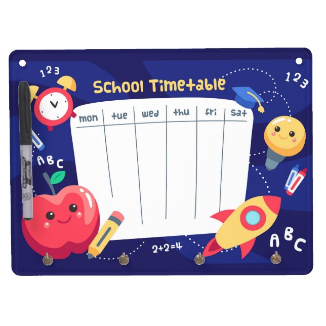 School Timetable Space Math Dry Erase Board (Front)