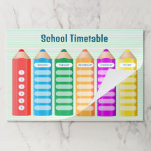 School Timetable With Colorful Pencils 