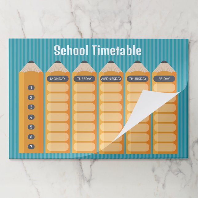 School Timetable With Pencils  Paper Pad (Folded)